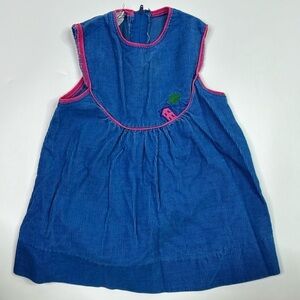 Vintage Hartstrings Blue Corduroy Jumper Dress Size 2T